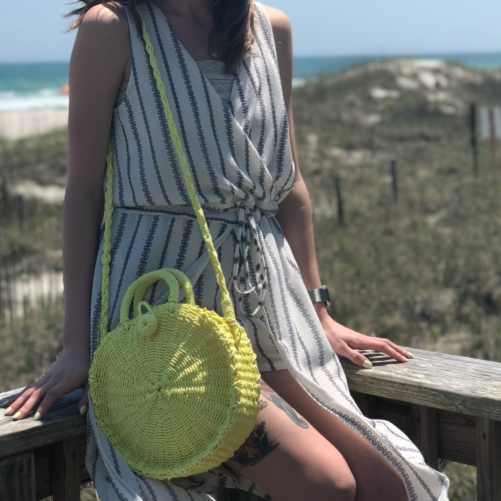 Neon Wicker Purse